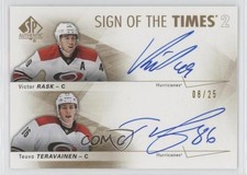 2016 SP Authentic Sign of the Times 2 8/25 Victor Rask Teuvo Teravainen Auto 3xv