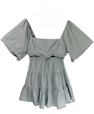 Free People Cross of Sunlight Endless Summer Cutout Mini Dress Sage Ash Sz M