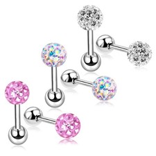 ZHIYAOR 20G Stud Earrings Set for Girls Sensitive Ears with Screw on Silver