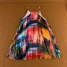 Express Womens Small Multi Abstract Print Pleated Halter Neck Mini Dress NWT