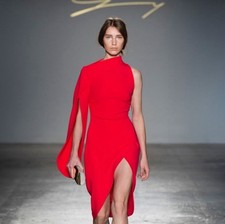 RRP$1950 GENNY Asymmetrical Midi Dress Size S Made in Italy