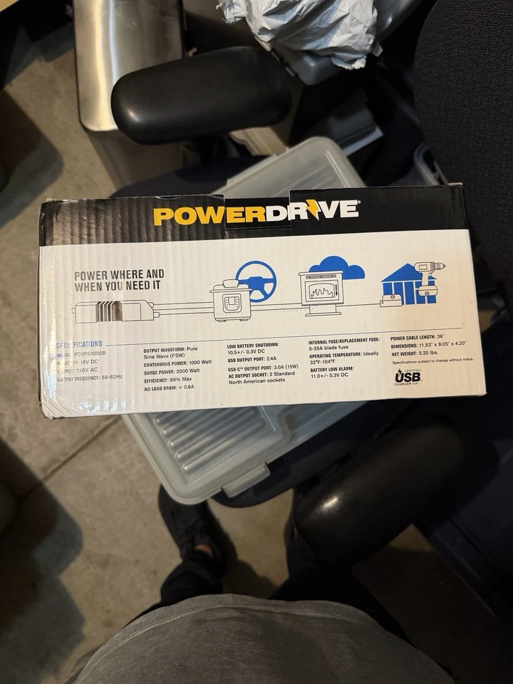 PowerDrive 1000 Watt Bluetooth Pure Sine Wave Power Inverter PDIPS1000B NEW - Image 4 of 4