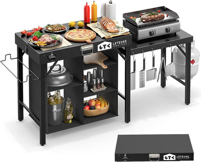 Grill Table for Blackstone Griddle, Portable Foldable Grill Table with Storage F