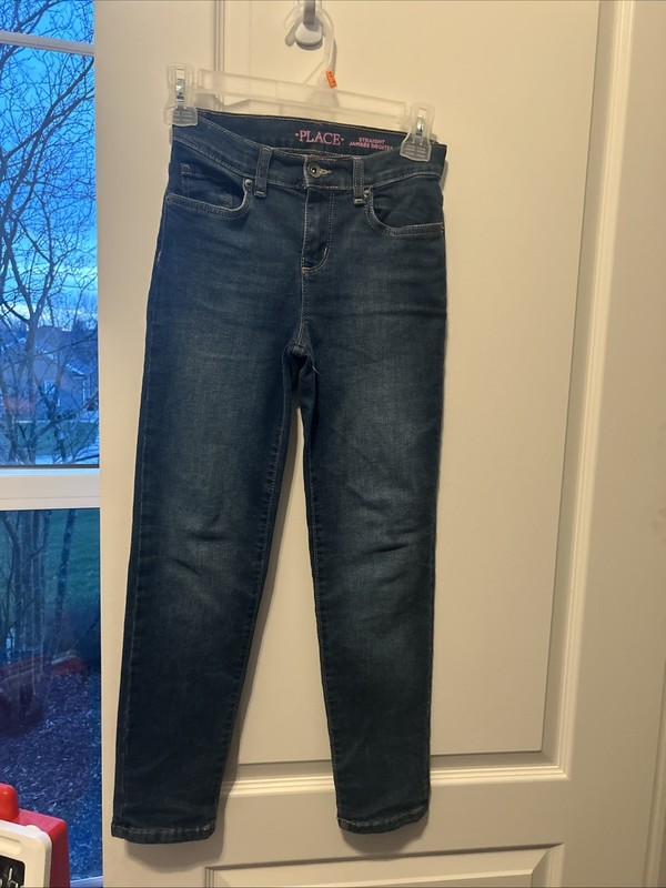 The Children's Place **Girls Size 10** Boot Cut Jeans Adjustable Waist Dark Blue