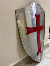 Medieval Crusader Shield: Red Cross Knight Templar 28" Steel