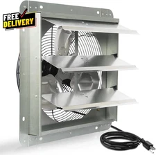 14in Shutter Exhaust Fan Wall Mount High Speed 1520CFM with Power Cord Vent....