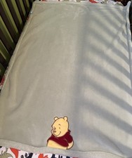 Disney Winnie the Pooh Baby Blanket Sage Green Plush Fleece Embroidered Lovey