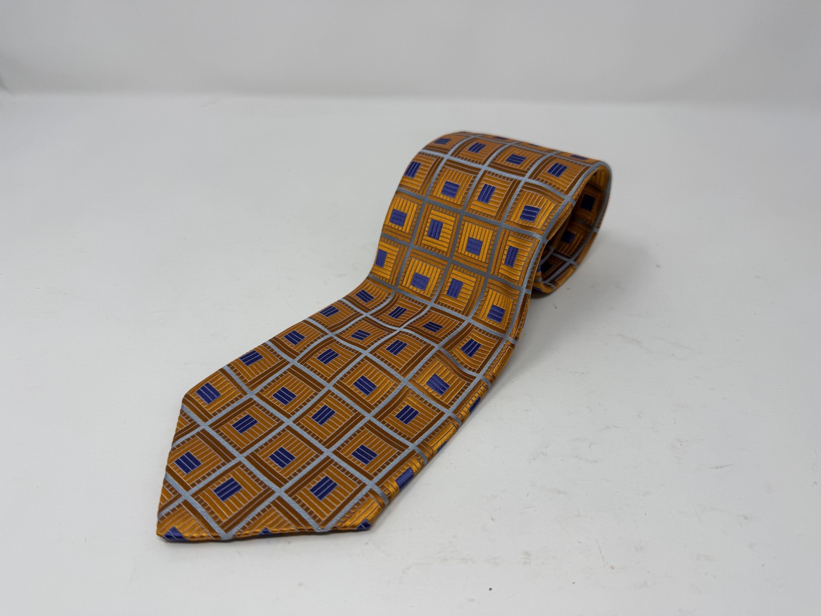 Robert Talbott Orange Blue Geometric Silk Tie Nor… - image 4