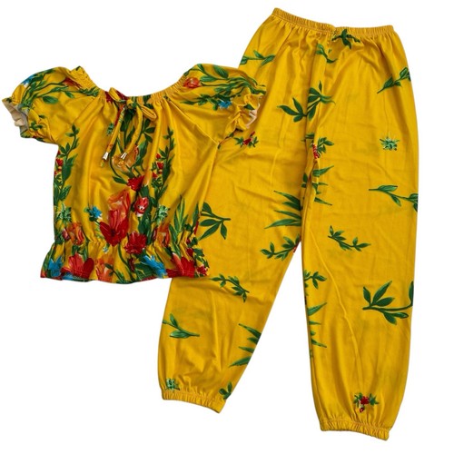 Botique Girls Vibrant Yellow Floral Spring Summer Outfit Set Top & Bottom Size 6 - Picture 1 of 5