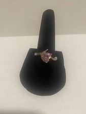 Sterling Silver Beautiful Pink Topaz Heart Ring. Size 8