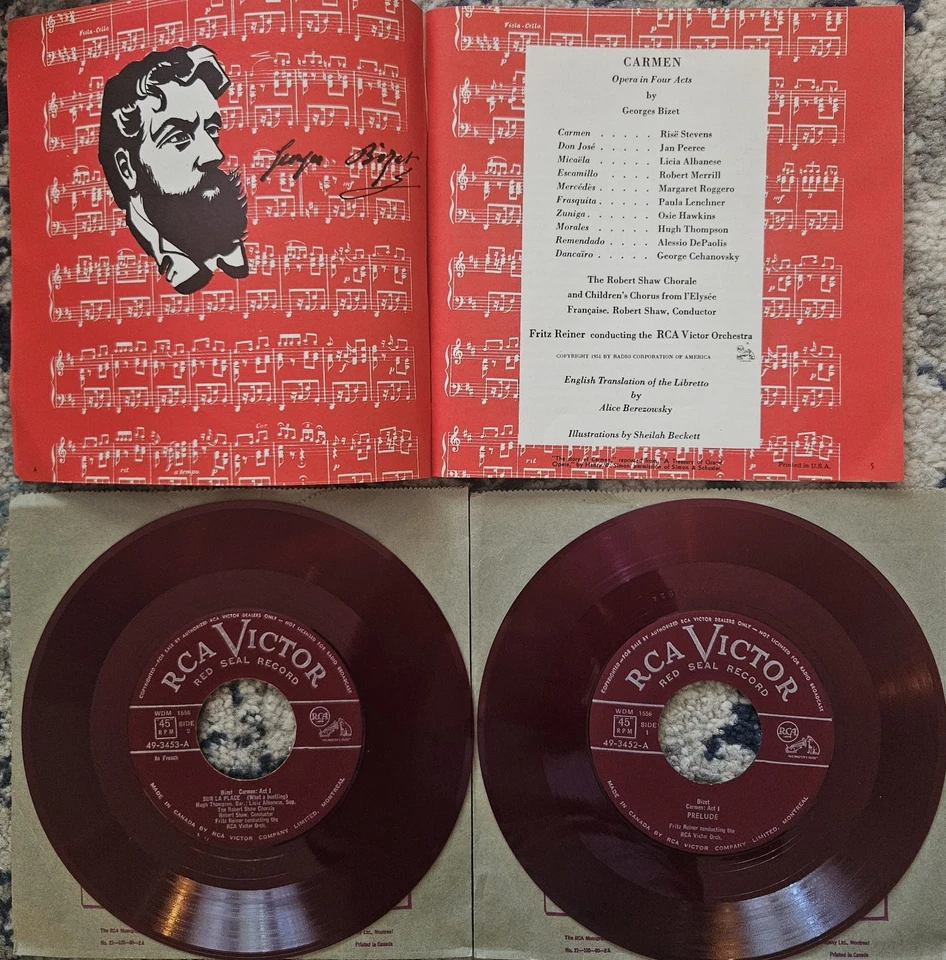 Rare 1951 Box Set - Carmen On 16 45rpm Clear Red Discs /w Booklet - Near-mint! - Image 2 of 4