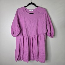 Ianhtropy One Size Alcala Linen Peplum Hem Mini Dress
