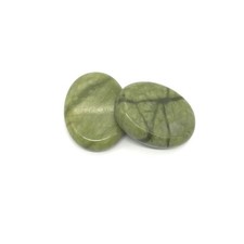 2 Pcs Green Hot Massage Stones Set Natural Jade Rock SPA Massager 3.14 x 2.36...