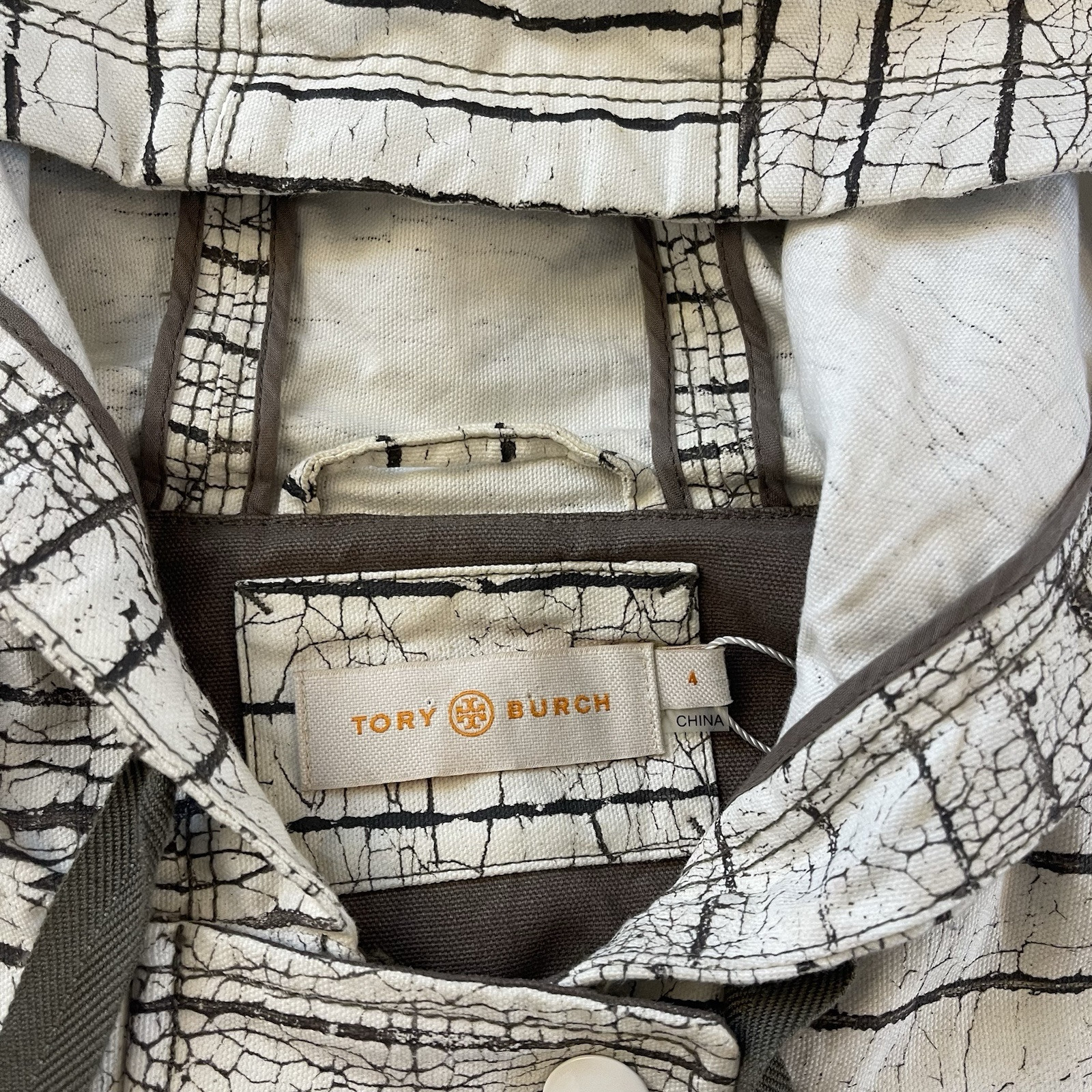 Tory Burch Piece & Co Nadia Hooded Crop Jacket Olive White Size 4 Women’s thumbnail 5