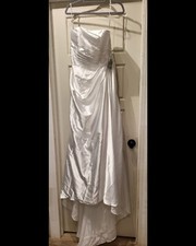 David's Bridal Charmeuse Wedding Dress with Sweep Train - Size 14