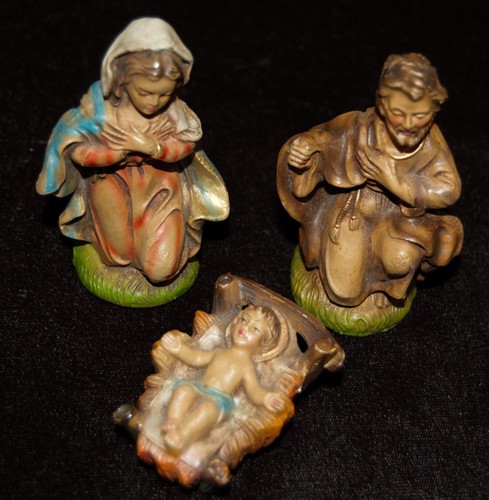 Vintage Chalkware Nativity Scene w/ Creche 4.25" Figures 12 Pieces Italy #SHF - Picture 3 of 10
