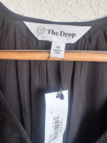 The Drop Women's Relaxed Black Linen Style Fabric Midi Shirt Dress XS  New - - Picture 3 of 5