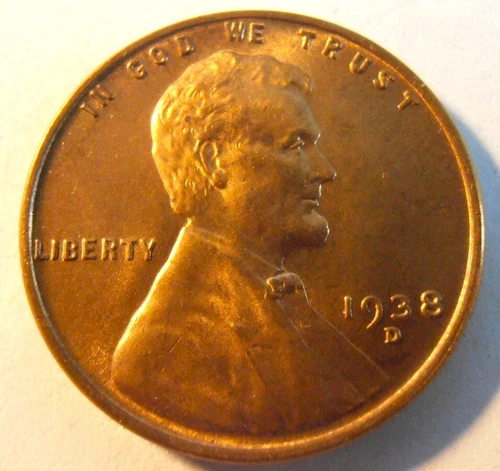1938 D Lincoln Wheat Cent, GEM BU, High Grade - (38DRB4)