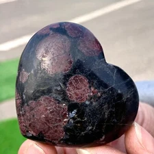 87G Natural Fireworks Red Garnet sphere Quartz Crystal heart-shaped healing