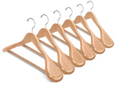 Lot de 10 Cintres de Luxe en Bois Massif Naturel 44.5cm de Épaules Larges5.8c...