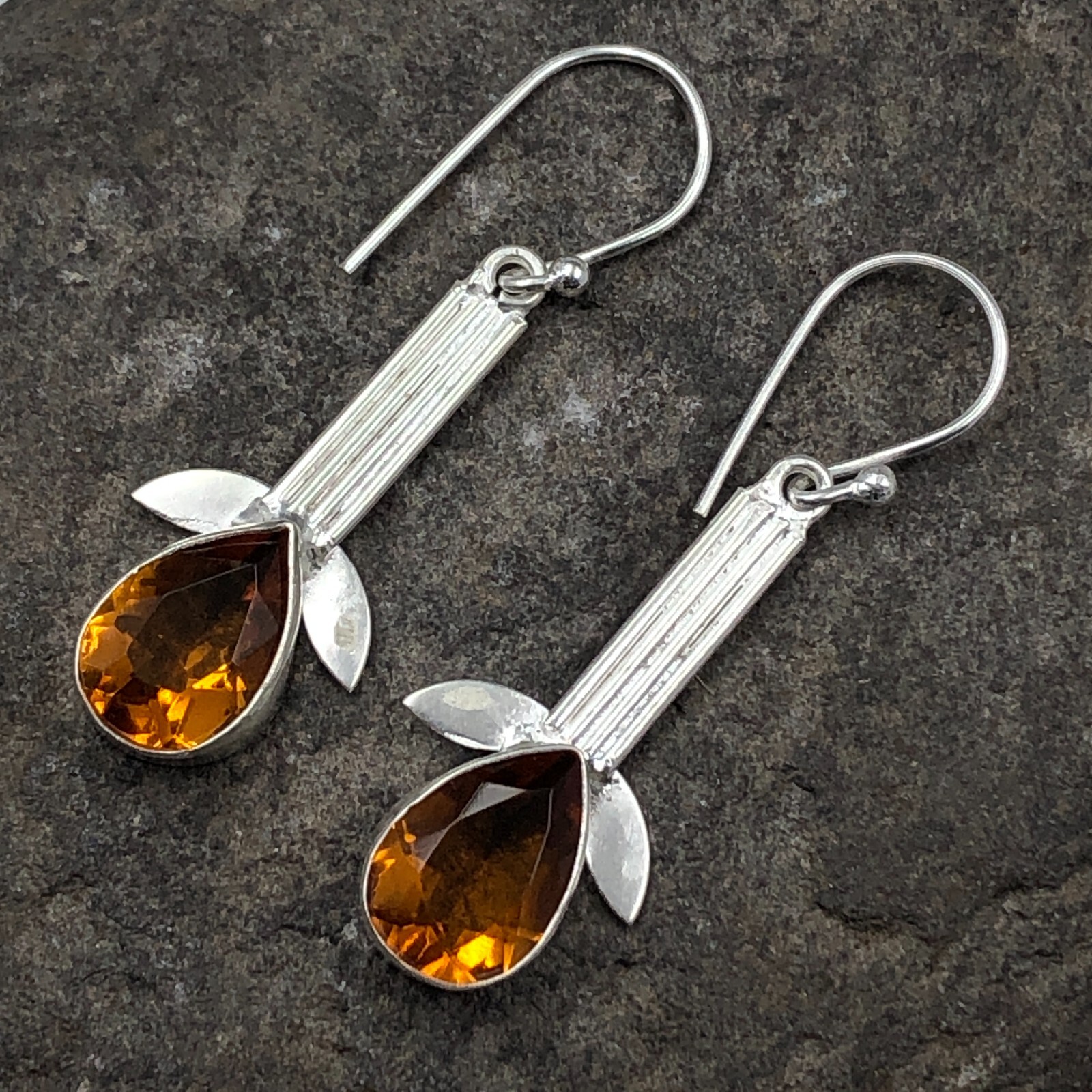 Natural Citrine Gemstone 925 Sterling Silver Drop/Dangle Earrings For Girls