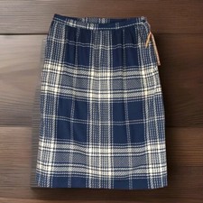 Vintage Personal Leslie Fay Wool Blend Midi Skirt Women's 16 Blue White Prep 80s