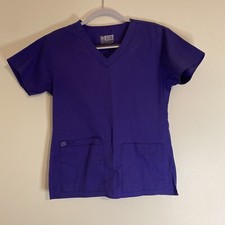 WonderWink Purple V-Neck Scrub Top Medical Uniform XS
