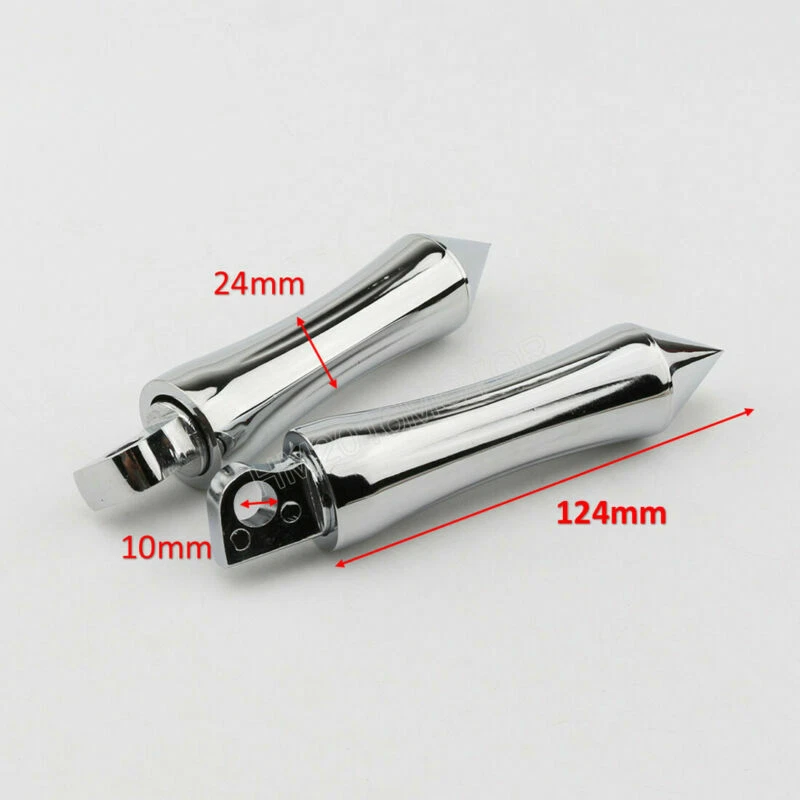 Clavijas de pie de carretera cromadas con clavos para motocicleta Harley-Davidson Road Glide FLTRX Foto 3 de 4