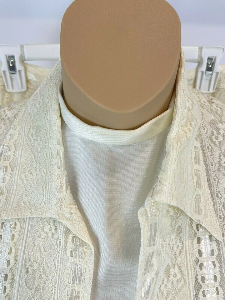 Conjunto de 3 piezas falda larga blusa boho festival vintage de encaje marfil Foto 4 de 4