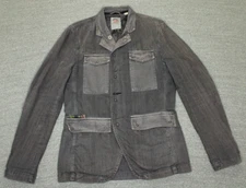 Triple Five Soul Vintage Jacket Mens Small Gray Canvas Button Up Long Sleeve 555