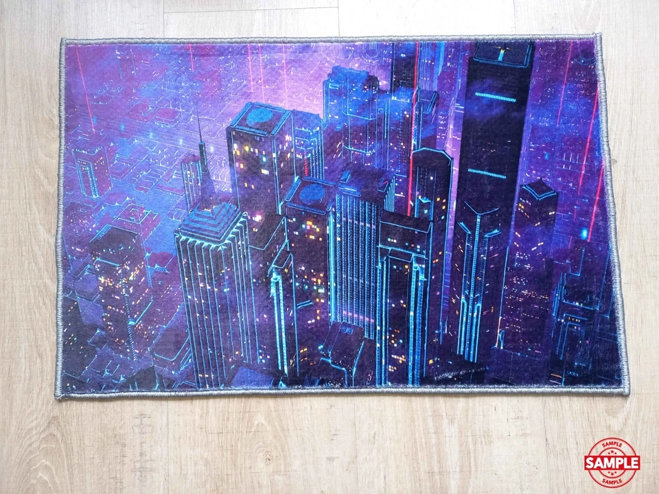 3D Optical Illusion Rug, Blue Geometric Carpet, Modern Abstract Floor depth Mat - Image 3 of 4