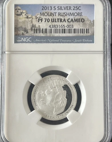 2013 S Silver 25c Mount Rushmore PF70 Ultra Cameo NGC (1337)