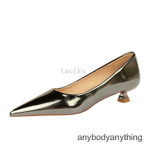 Scarpe da donna 3,5 cm tacco medio gattino punta decolte OL donna festa nuove - Foto 13 di 29
