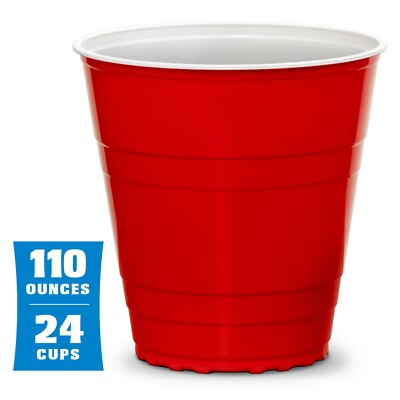 GoBig 110oz Giant Red Party Cups 24 PACK with 4 XL 3'' Pong Balls