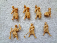 Lot of 7 Vintage Tim-Mee Figures Scarecrow, Woman with Boy, Boy on Stool