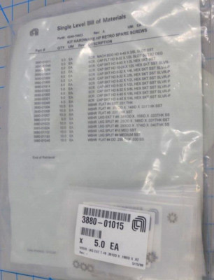 0240-70922 / KIT, HARDWARE HP RETRO SPARE SCREWS / APPLIED MATERIALS AMAT