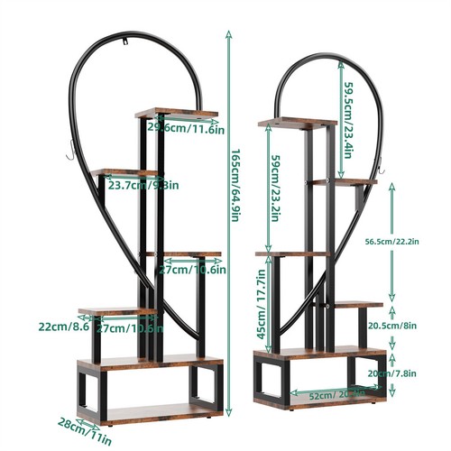 6 Tier Metal Plant Stand Creative Half Heart Ladder Hanging Plant Shelf Rack - Picture 11 of 12