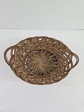 Vintage Woven Bowl Basket Wicker Boho Bread Fruit Decor Oval 9.5" Wall Decor