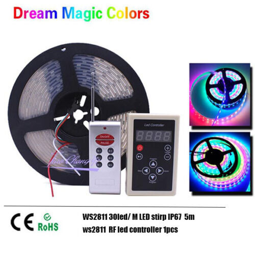 5M Chasing Dream Magic Color RGB 5050 WS2811 IC LED Strip Light + Remote + Power - Picture 1 of 8