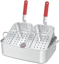 Fireriot 18QT Aluminum Deep Fryer Pot with Baskets & Heat-Resistant Silicone Han