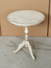 TAVOLINO ROTONDO SALOTTO IN LEGNO COLORE BIANCO ANTICO RUSTICO