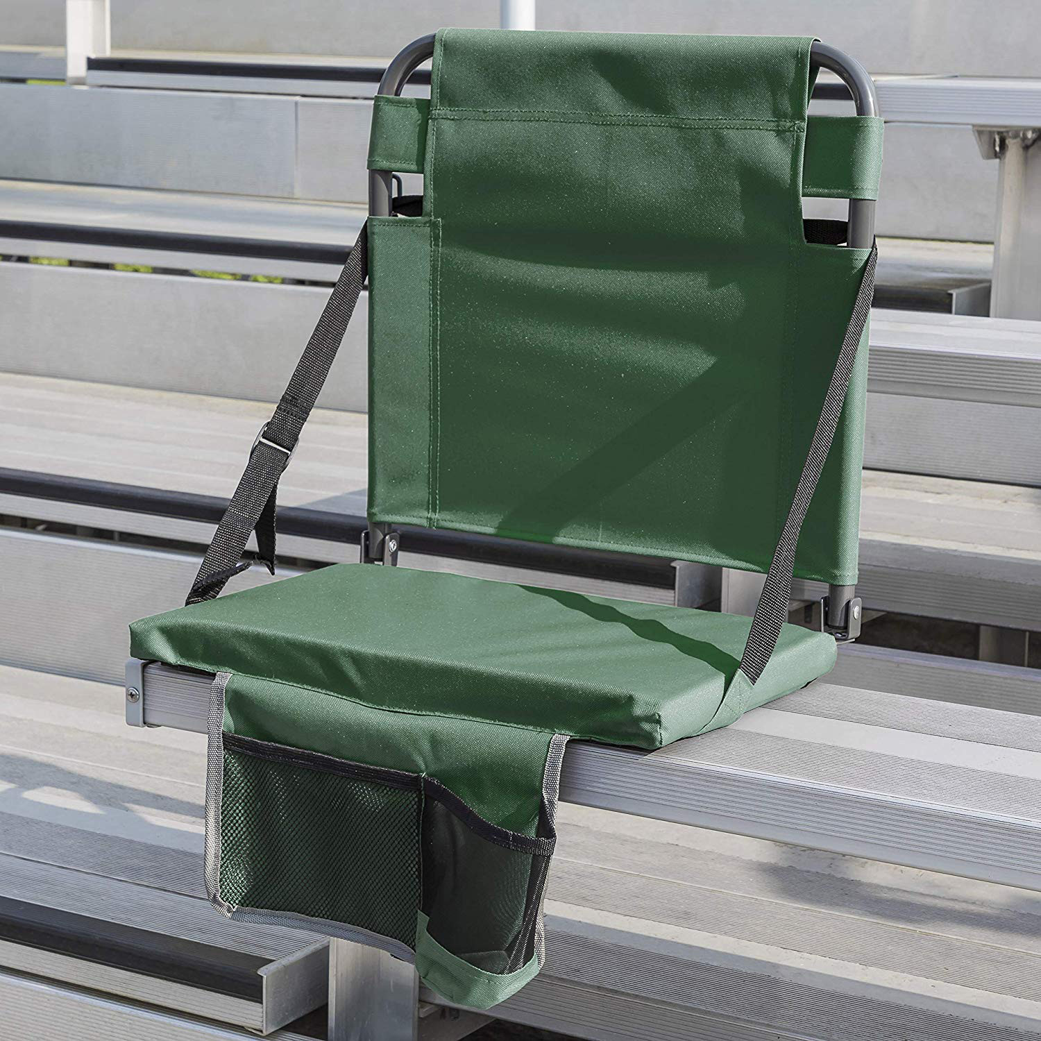 Eastpoint Sports Adjustable Bleacher Backrest Stadium Seat W Cup Holder Green