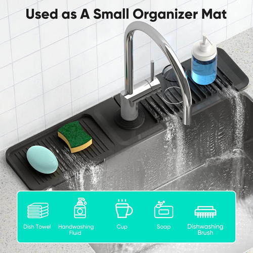 24 Inch Silicone Faucet Mat for Kitchen Sink Splash Guard - Picture 6 of 12
