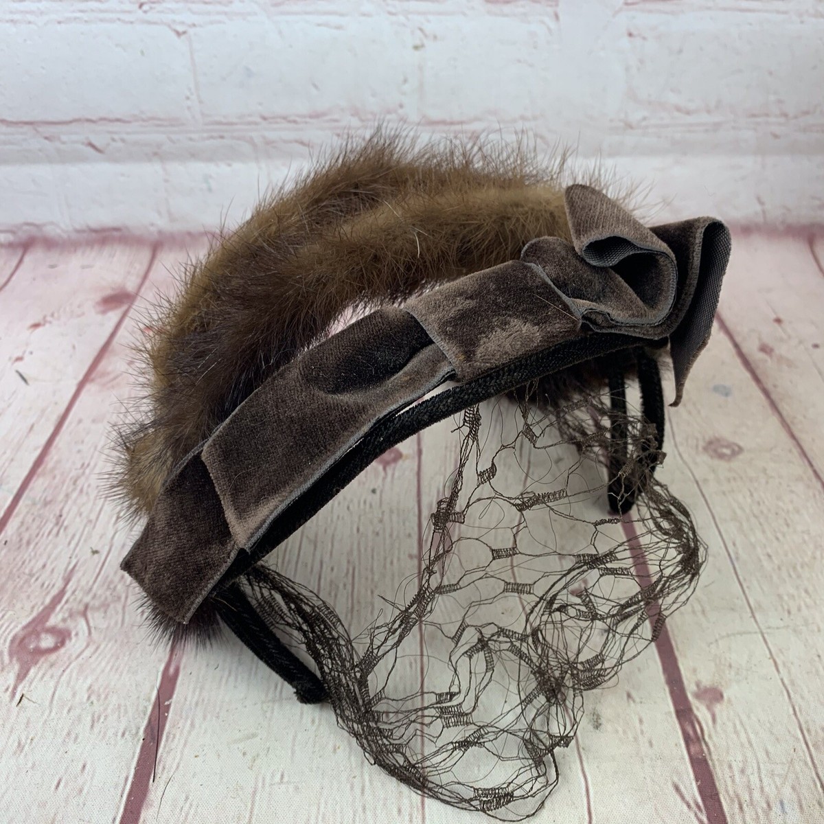 Vintage 1950s Brown Velvet Bow Whimsey Fascinator Vintage 1950s Brown Velvet Bow Fascinator Veil - Etsy main image 3