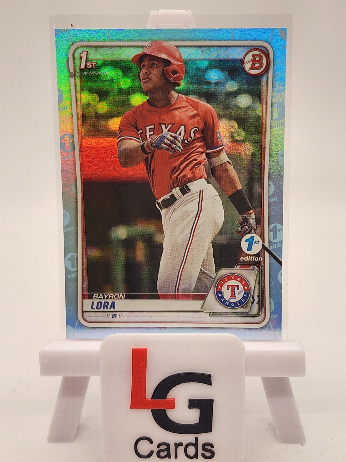 Bayron Lora 2020 Bowman First Edition Sky Blue Foil Baseball Card Rangers Bfe-52