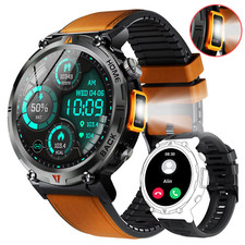 Bluetooth Call Smart Watch Men Full Touch Screen Health Monitor with Flashlight