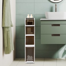 4 Tiers Bathroom Floor Cabinet with Drawers White Bathroom Storage Cabinet