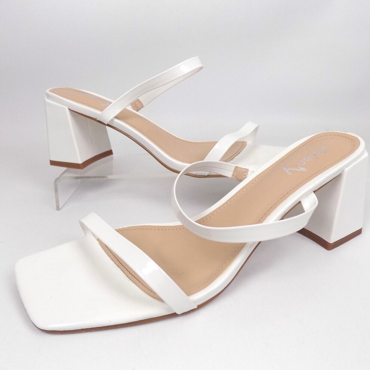 white christmas dresses Satin High Heel Wedding Sandal with Pearls, Bridal Heel, Wedding Shoes 6 main image 1