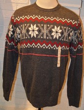 Men's Sonoma Gray Geo Long Sleeve Pullover Crew Sweater Top Sizes S, L