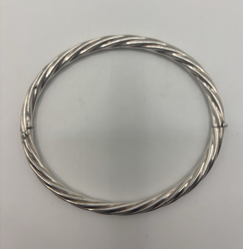 Sterling Silver Twist Bangle Hinged Bracelet Made In Italy 6.5cm 12g